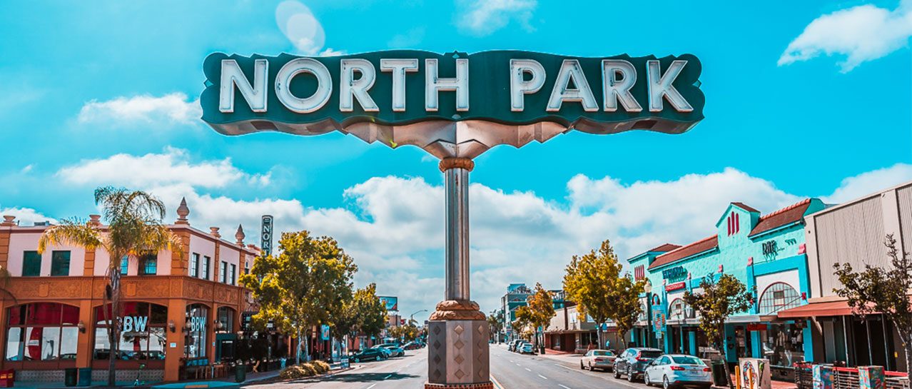 The North Park sign over University Avenue in San Diego